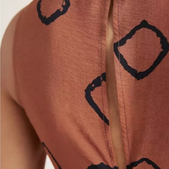 Anthropologie | Eva Franco Brown Jumpsuit with Geometric Pattern - Picture 4 of 11